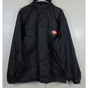 Men's Harley Davidson Black Rain Jacket Coat Size large Hooded PVC Riding Gear
